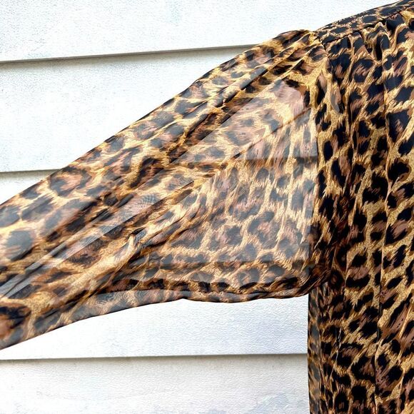 ***Chez California Vintage Tandy Cheetah Printed Dress Sequins Hem/Cuff (D) - Picture 5 of 10